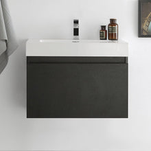 Load image into Gallery viewer, Fresca FCB8007BW-I Mezzo 30&quot; Black Wall Hung Modern Bathroom Cabinet w/ Integrated Sink