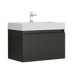 Fresca FCB8007BW-I Mezzo 30" Black Wall Hung Modern Bathroom Cabinet w/ Integrated Sink