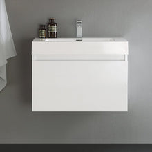 Load image into Gallery viewer, Fresca Mezzo 30&quot; White Wall Hung Modern Bathroom Cabinet w/ Integrated Sink FCB8007WH-I