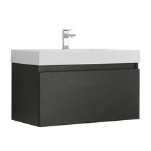 Load image into Gallery viewer, Fresca Mezzo 36&quot; Black Wall Hung Modern Bathroom Cabinet w/ Integrated Sink FCB8008BW-I