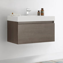 Load image into Gallery viewer, Fresca Mezzo 36&quot; Gray Oak Wall Hung Modern Bathroom Cabinet w/ Integrated Sink FCB8008GO-I