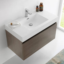 Load image into Gallery viewer, Fresca Mezzo 36&quot; Gray Oak Wall Hung Modern Bathroom Cabinet w/ Integrated Sink FCB8008GO-I