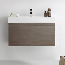 Load image into Gallery viewer, Fresca Mezzo 36&quot; Gray Oak Wall Hung Modern Bathroom Cabinet w/ Integrated Sink FCB8008GO-I