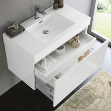 Load image into Gallery viewer, Fresca FCB8008WH-I Mezzo 36&quot; White Wall Hung Modern Bathroom Cabinet w/ Integrated Sink