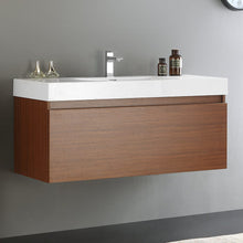 Load image into Gallery viewer, Fresca Mezzo 48&quot; Teak Wall Hung Modern Bathroom Cabinet w/ Integrated Sink FCB8011TK-I