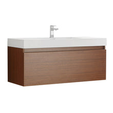 Load image into Gallery viewer, Fresca Mezzo 48&quot; Teak Wall Hung Modern Bathroom Cabinet w/ Integrated Sink FCB8011TK-I