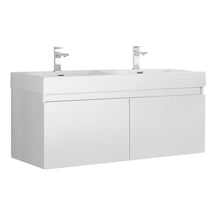 Load image into Gallery viewer, Fresca Mezzo 48&quot; White Wall Hung Double Sink Modern Bathroom Cabinet w/ Integrated Sink FCB8012WH-I