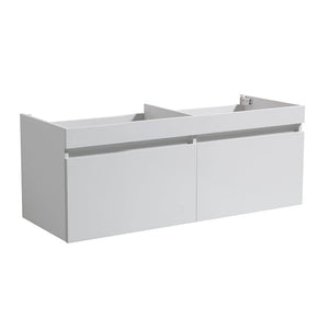 Fresca Mezzo 48" White Wall Hung Double Sink Modern Bathroom Cabinet FCB8012WH