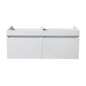 Fresca Mezzo 48" White Wall Hung Double Sink Modern Bathroom Cabinet FCB8012WH