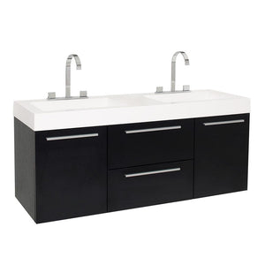 Fresca Opulento 54" Black Modern Double Sink Bathroom Cabinet w/ Integrated Sinks FCB8013BW-I