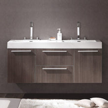 Load image into Gallery viewer, Fresca Opulento 54&quot; Gray Oak Modern Double Sink Bathroom Cabinet w/ Integrated Sinks FCB8013GO-I