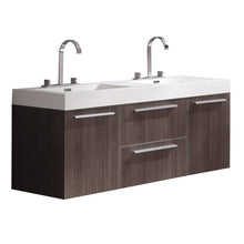 Load image into Gallery viewer, Fresca Opulento 54&quot; Gray Oak Modern Double Sink Bathroom Cabinet w/ Integrated Sinks FCB8013GO-I