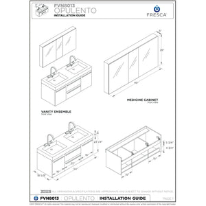 Fresca Opulento 54" Black Modern Double Sink Bathroom Cabinet FCB8013BW