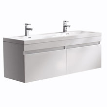 Load image into Gallery viewer, Fresca Largo 57&quot;White Modern Double Sink Bathroom Cabinet w/ Integrated Sinks FCB8040WH-I