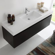 Load image into Gallery viewer, Fresca Mezzo 60&quot; Black Wall Hung Single Sink Modern Bathroom Cabinet w/ Integrated Sink FCB8041BW-I