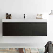 Load image into Gallery viewer, Fresca Mezzo 60&quot; Black Wall Hung Single Sink Modern Bathroom Cabinet w/ Integrated Sink FCB8041BW-I