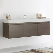 Load image into Gallery viewer, Fresca Mezzo 60&quot; Gray Oak Wall Hung Single Sink Modern Bathroom Cabinet w/ Integrated Sink FCB8041GO-I