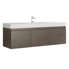 Load image into Gallery viewer, Fresca Mezzo 60&quot; Gray Oak Wall Hung Single Sink Modern Bathroom Cabinet w/ Integrated Sink FCB8041GO-I