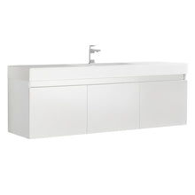 Load image into Gallery viewer, Fresca Mezzo 60&quot; White Wall Hung Single Sink Modern Bathroom Cabinet w/ Integrated Sink FCB8041WH-I