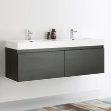 Load image into Gallery viewer, Fresca Mezzo 60&quot; Black Wall Hung Double Sink Modern Bathroom Cabinet w/ Integrated Sink FCB8042BW-I