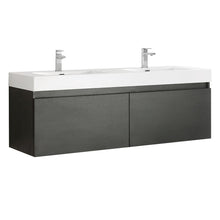 Load image into Gallery viewer, Fresca Mezzo 60&quot; Black Wall Hung Double Sink Modern Bathroom Cabinet w/ Integrated Sink FCB8042BW-I