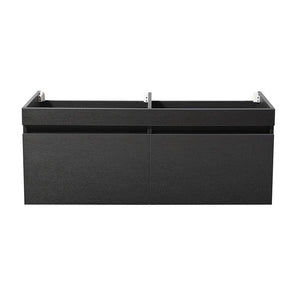 Fresca FCB8042BW Mezzo 60" Black Wall Hung Double Sink Modern Bathroom Cabinet