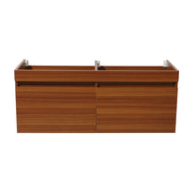 Load image into Gallery viewer, Fresca Mezzo 60&quot; Teak Wall Hung Double Sink Modern Bathroom Cabinet FCB8042TK