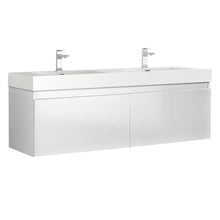 Load image into Gallery viewer, Fresca Mezzo 60&quot; White Wall Hung Double Sink Modern Bathroom Cabinet w/ Integrated Sink FCB8042WH-I