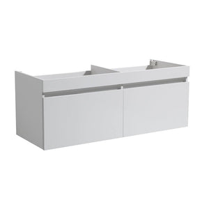 Fresca Mezzo 60" White Wall Hung Double Sink Modern Bathroom Cabinet FCB8042WH