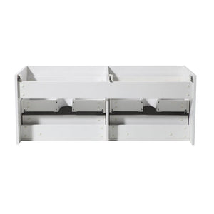 Fresca Mezzo 60" White Wall Hung Double Sink Modern Bathroom Cabinet FCB8042WH