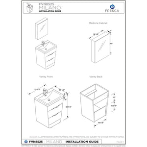 Fresca Milano 26" White Oak Modern Bathroom Cabinet FCB8525WK