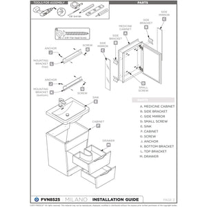 Fresca Milano 26" Glossy White Modern Bathroom Cabinet FCB8525WH