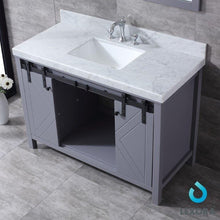 Load image into Gallery viewer, Lexora LM342248SBBS000 Marsyas 48&quot; Dark Grey Single Vanity, White Carrara Marble Top, White Square Sink and no Mirror