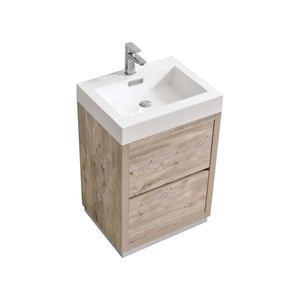 Kubebath FMB24-NW Bliss 24" Nature Wood Free Standing Modern Bathroom Vanity