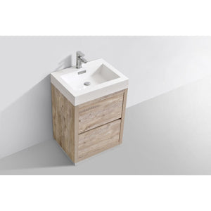 Kubebath FMB24-NW Bliss 24" Nature Wood Free Standing Modern Bathroom Vanity