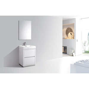 Kubebath FMB24-GW Bliss 24" High Gloss White Free Standing Modern Bathroom Vanity