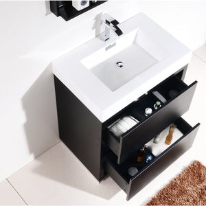 Kubebath FMB30-BK Bliss 30" Black Free Standing Modern Bathroom Vanity