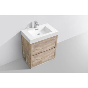 Kubebath FMB30-NW Bliss 30" Nature Wood Free Standing Modern Bathroom Vanity