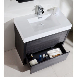 Kubebath FMB36-GO Bliss 36" Gray Oak Free Standing Modern Bathroom Vanity