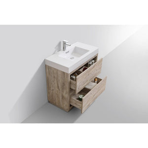 Kubebath FMB36-NW Bliss 36" Nature Wood Free Standing Modern Bathroom Vanity