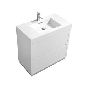 Kubebath FMB36-GW Bliss 36" High Gloss White Free Standing Modern Bathroom Vanity