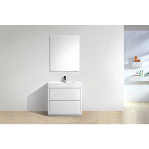 Kubebath FMB36-GW Bliss 36" High Gloss White Free Standing Modern Bathroom Vanity