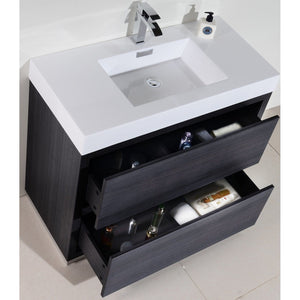 Kubebath FMB40-GO Bliss 40" Gray Oak Free Standing Modern Bathroom Vanity