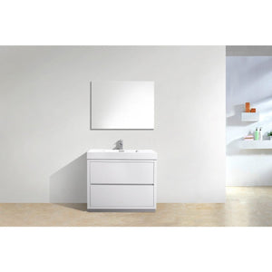 Kubebath FMB40-GW Bliss 40" High Gloss White Free Standing Modern Bathroom Vanity