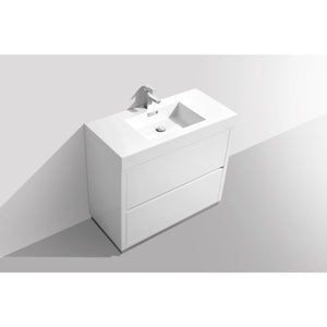 Kubebath FMB40-GW Bliss 40" High Gloss White Free Standing Modern Bathroom Vanity