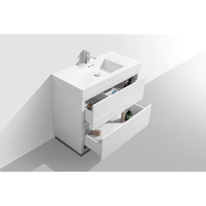 Kubebath FMB40-GW Bliss 40" High Gloss White Free Standing Modern Bathroom Vanity
