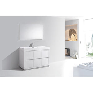 Kubebath FMB48-GW Bliss 48" High Gloss White Free Standing Modern Bathroom Vanity