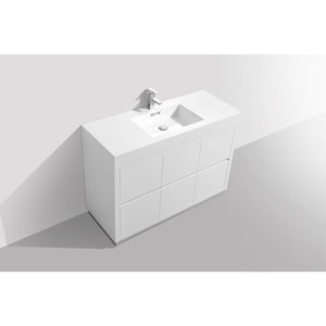 Kubebath FMB48-GW Bliss 48" High Gloss White Free Standing Modern Bathroom Vanity