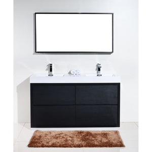 Kubebath FMB60D-BK Bliss 60" Double  Sink Black Free Standing Modern Bathroom Vanity