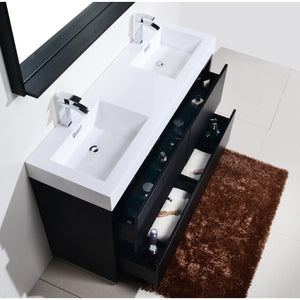 Kubebath FMB60D-BK Bliss 60" Double  Sink Black Free Standing Modern Bathroom Vanity